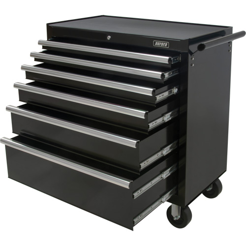 Chariot &agrave; outils industriel, 6 tiroirs, 39" la x 20-4/5" p x 38-1/2" h, Noir GTA Hardware Inc