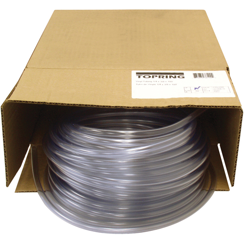 Tubing, Air/Water, 0.375" OD x 100' L, PVC, Clear, 55 PSI @ 20°C GTA Hardware Inc