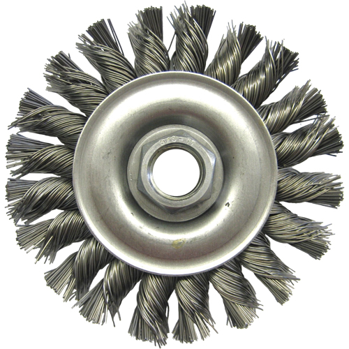 Wire Wheel Brushes, 4" Dia., 0.02" Fill, 5/8"-11 Arbor, Steel GTA Hardware Inc