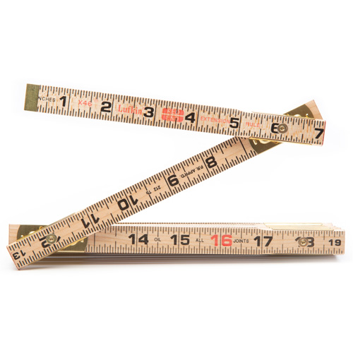 Red End&reg; Rule with Two 6" Slide Rule Extensions, 6' L, Wood, 1/16" Graduations GTA Hardware Inc
