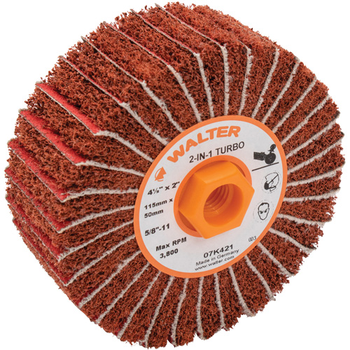 Two-In-One Turbo Drums, 4-1/2" Dia. x 2" W, 5/8"-11 Arbor, 60 Grit GTA Hardware Inc