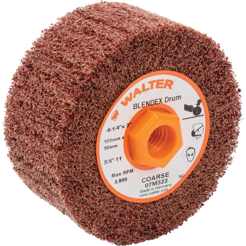 Tambour de conditionnement de surface Blendex ALLSTEEL, 4-1/4" dia. x 2" la, 5/8"-11 Arbre, Grain Cors&eacute; GTA Hardware Inc