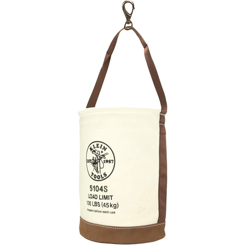 Leather-Bottom Bucket, 17" H, Canvas, White GTA Hardware Inc