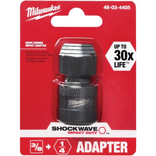 Adaptateur de douille carr&eacute;e &agrave; hexagonale pour tournevis &agrave; percussion Shockwave, Chocs, Prise 1/4", Douille 3/8", 1,875" lo GTA Hardware Inc