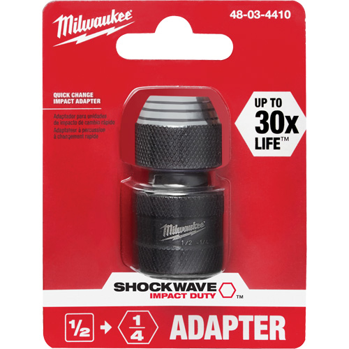 Adaptateur de douille carr&eacute;e &agrave; hexagonale pour tournevis &agrave; percussion Shockwave, Chocs, Prise 1/4", Douille 1/2", 1,875" lo GTA Hardware Inc