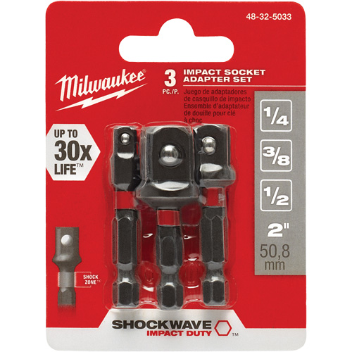 Jeu d'adaptateur de douilles &agrave; chocs Shockwave, 1/4" Prise, Sph&eacute;rique, 1-7/8" lo GTA Hardware Inc