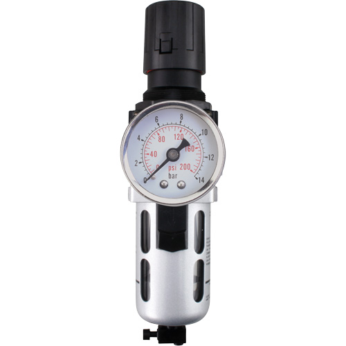 Modular Air Filter/Regulator (Gauge Included), 1/4" NPT, 145 PSI, 0.3 fl. oz. Capacity GTA Hardware Inc
