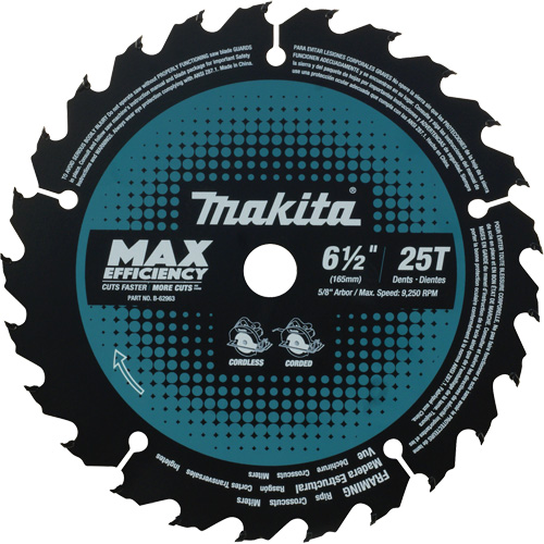 Max-Efficiency Circular Saw Blade, 6-1/2", 25 Teeth, Laminate/Wood Use GTA Hardware Inc