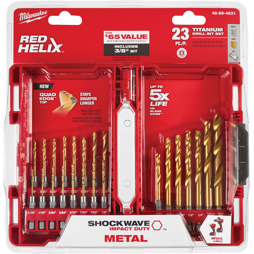 Shockwave Impact Duty Drill Bit Set, 23 Pieces, Titanium GTA Hardware Inc