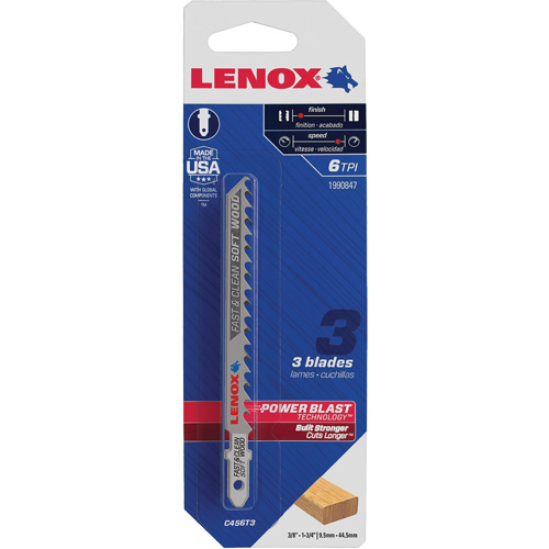 Lame de scie sauteuse pour coupe nette, Bim&eacute;tal, Tige en T, 4" lo, 6 dents par pouce GTA Hardware Inc