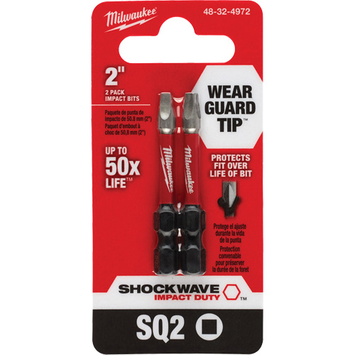 Embout de tournevis Shockwave Impact Duty, Carr&eacute;e, #2, Prise 1/4" GTA Hardware Inc