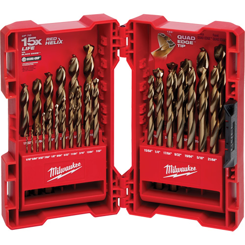 Red Helix Drill Bit Set, 29 Pieces, Cobalt GTA Hardware Inc