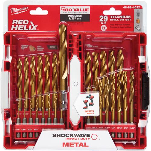 Jeu de forets Shockwave Red Helix, 29 morceaux, Titane GTA Hardware Inc
