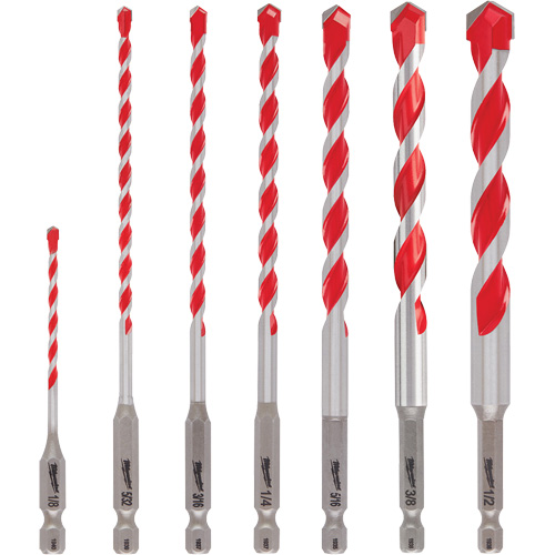 Large Shockwave Hammer Drill Bit Kit, 7 Pieces, Carbide GTA Hardware Inc