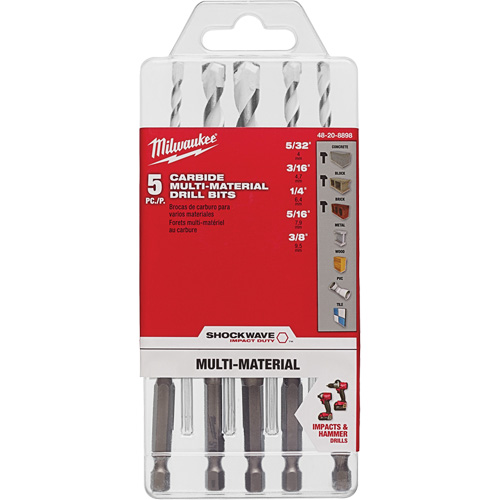 Shockwave Multi-Material Drill Bit Set, 5 Pieces, Carbide GTA Hardware Inc