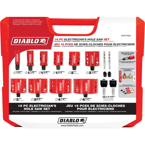 Electrician's Bi-Metal Hole Saw Set, 16 Pieces GTA Hardware Inc