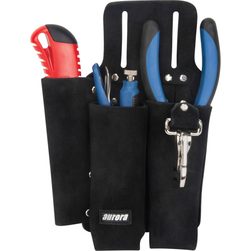 Porte-outils pour monteur de ligne, Porte-outil multiple, Cuir, 3 Poches GTA Hardware Inc