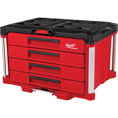 PackOut 4-Drawer Tool Box, 16-3/10" x 22-1/5" x 14-3/10", Red GTA Hardware Inc
