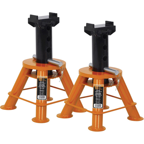 Low Profile Jack Stands, Locking Pin, 10 Tons Capacity, 17-1/3" - 11-1/8" H GTA Hardware Inc