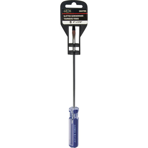 Blue Transparent Striped Slotted Screwdriver, 3/16" Tip, Round, Plastic Handle GTA Hardware Inc