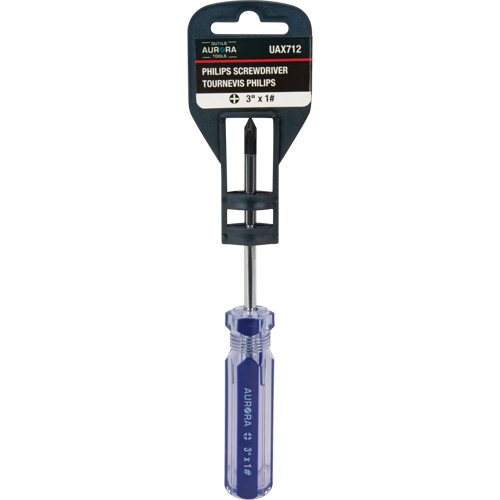 Tournevis Philips bleu transparent avec bandes, #1, Prise Plastique GTA Hardware Inc