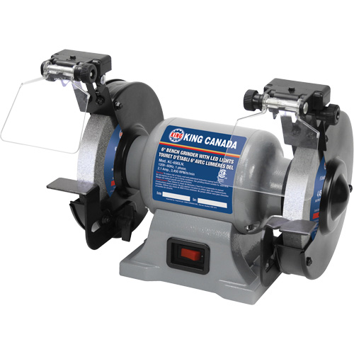 Bench Grinder with LED Lights, 6" Wheel Diameter, 3450 RPM GTA Hardware Inc