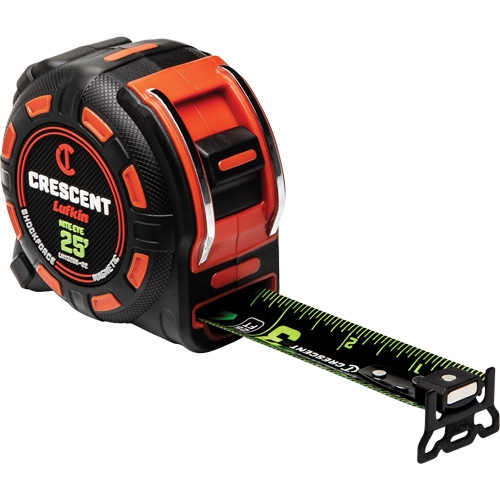Ruban &agrave; mesurer magn&eacute;tique Shockforce NITE EYE, 1-1/4" x 25', Marques de goujon SAE GTA Hardware Inc