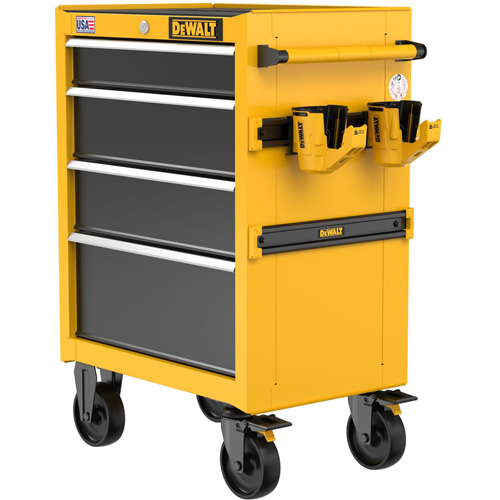Coffre &agrave; outil roulant robuste, 4 tiroirs, 26" la x Jaune GTA Hardware Inc