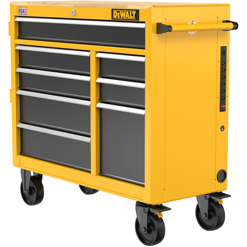Postes de travail industriel mobile, 8 tiroirs, 40" la x Jaune GTA Hardware Inc