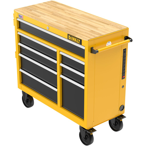 Postes de travail industriel mobile, 8 tiroirs, 40" la x Jaune GTA Hardware Inc