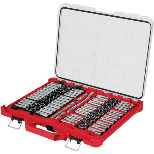 Jeu de cliquets et douilles m&eacute;triques/SAE avec organisateur PACKOUT &agrave; profil bas, 98 Mcx, Prise de 3/8" GTA Hardware Inc