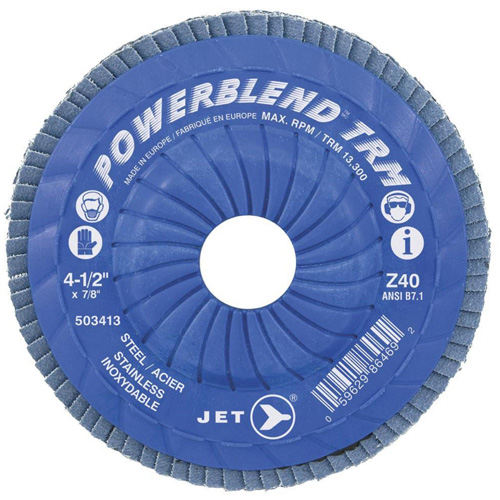 POWERBLEND TRM Trimmable Flap Disc, 4-1/2" x 7/8", Type 29, Z80 Grit, Zirconia Alumina GTA Hardware Inc