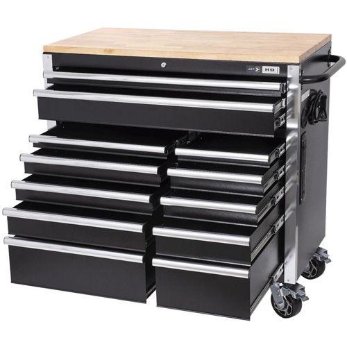 Armoire mobile de s&eacute;rie HDRC4112 HD, 12 tiroirs, 41" la x 21" p x 40-3/10" h, Noir GTA Hardware Inc