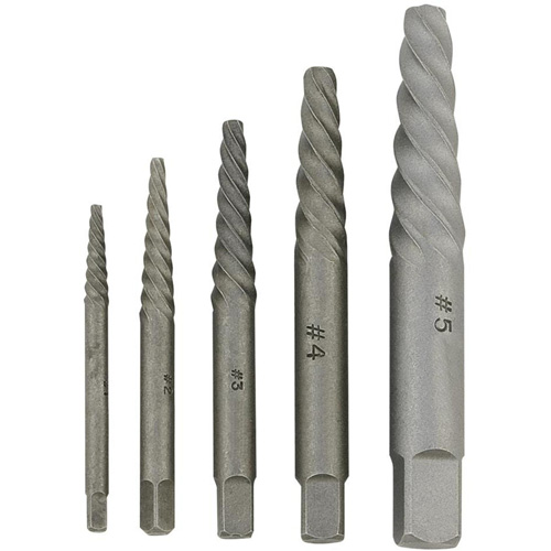 JSSE-5S Spiral-Type Screw Extractor Set, Alloy Steel GTA Hardware Inc