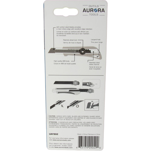 18mm Professional Knife with Ratchet, Stainless Steel, Heavy-Duty, Plastic Handle GTA Hardware Inc