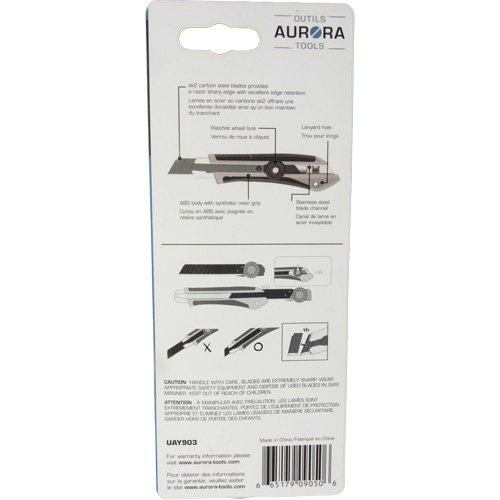 18mm Professional Knife, Stainless Steel, Heavy-Duty, Rubber Handle GTA Hardware Inc