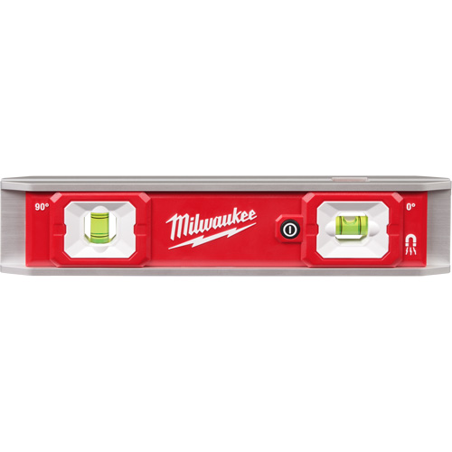 Niveau torpille &eacute;quip&eacute;e de fioles lumineuses, 9" lo, Aluminium, 2 fioles, Magn&eacute;tique GTA Hardware Inc
