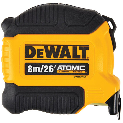 ATOMIC COMPACT SERIES Tape Measure, 26'/8 m, Imperial & Metric Graduations GTA Hardware Inc