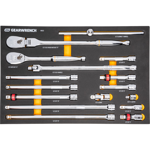 1/2" 90-Tooth Ratchet & Drive Tool Set with Foam Storage Tray GTA Hardware Inc