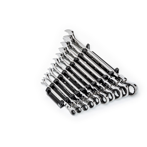 Jeu de cl&eacute;s SAE &agrave; 12 pans et 90 dents, T&ecirc;te articul&eacute;e/Combinaison &agrave; cliquet, 10 morceaux, Imp&eacute;rial GTA Hardware Inc