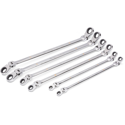 Jeu de cl&eacute;s &agrave; cliquet double m&eacute;triques &agrave; 12 pans et 90 dents Gearbox, T&ecirc;te articul&eacute;e, 6 morceaux, M&eacute;trique GTA Hardware Inc