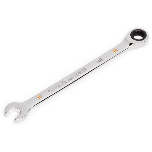 90-Tooth Ratcheting Combination Wrench, 12 Point, 10 mm, Chrome Finish GTA Hardware Inc