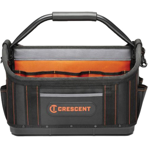 Sac ouvert de 17" pour outils d'ouvrier, Polyester, 25 pochettes, Noir/Orange GTA Hardware Inc