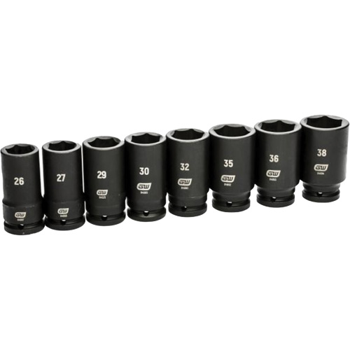Jeu de douilles SAE &agrave; 6 pans, 8 Mcx, Chocs, Prise de 3/4", Profond GTA Hardware Inc