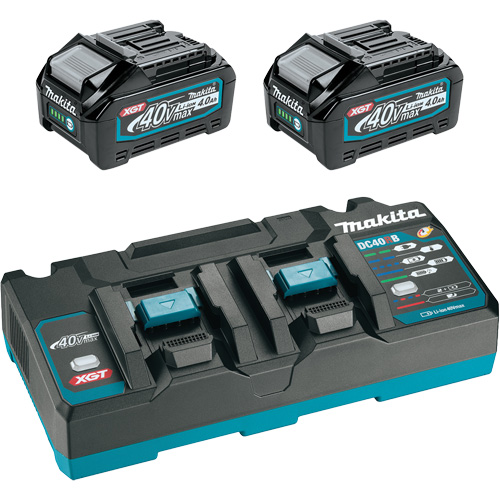 Ensemble de d&eacute;part XGT avec chargeur rapide &agrave; deux ports et deux batteries de 4?Ah, 40 V, Lithium-ion GTA Hardware Inc