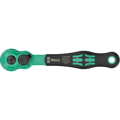 A Zyklop Comfort Ratchet with Reversing Lever, 1/4" Drive, Ergonomic Handle GTA Hardware Inc