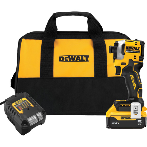 ATOMIC Brushless Cordless 3-Speed Impact Driver Kit, 1/4", 1825 in-lbs Max. Torque, 20 V, Lithium-Ion GTA Hardware Inc