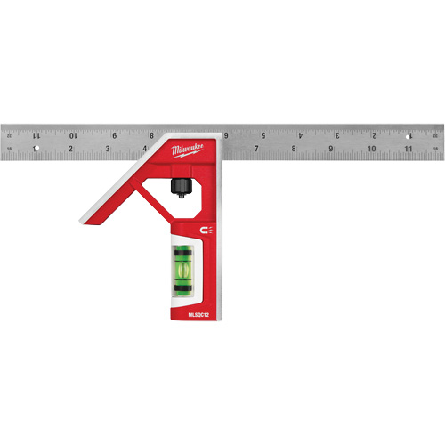 Magnetic Combination Square, 12" L, Stainless Steel, Plain GTA Hardware Inc