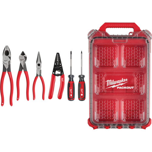 Ensemble de pinces &agrave; prise gain&eacute;e, pince &agrave; d&eacute;nuder et tournevis &agrave; prise coussin&eacute;e avec organisateur PACKOUT GTA Hardware Inc