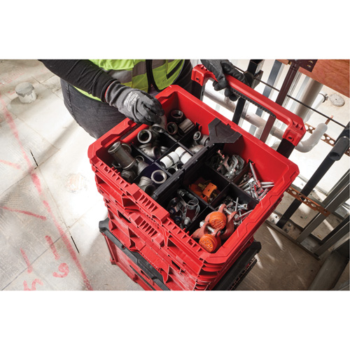 PACKOUT Low-Profile Crate, 15" x 18-5/8" x 6-5/8", Black/Red GTA Hardware Inc